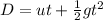 D  =  ut  + \frac{1}{2} g t^2