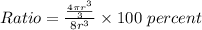 Ratio=\frac{\frac{4 \pi r^3}{3}}{8r^3}\times 100 \ percent
