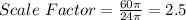 Scale\ Factor=\frac{60\pi}{24\pi}=2.5