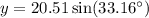 y=20.51\sin(33.16^\circ)