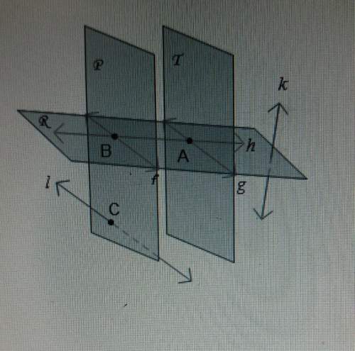 The diagram shows several planes, lines, and points.which statement is true about line h