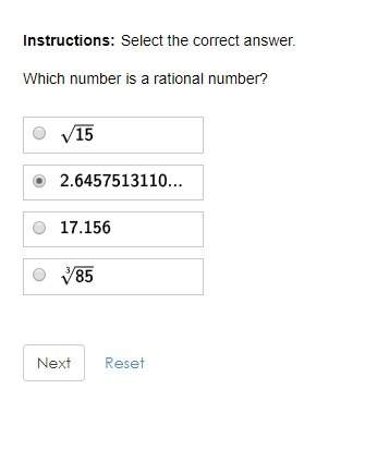 Select the correct answer. which number is a rational number?  i think it's b. but