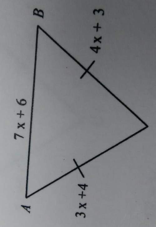 2. aabc is an isosceles triangle. ab is the longest side with length 7x + 6. bc = 4x + 3 and ca = 3x