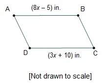 The perimeter of parallelogram abcd is 46 inches. what is da?  a. 3 in. b. 4 in. &lt;