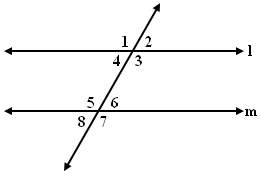 If m&lt; 3 = 110°, find m&lt; 7. assume l || m