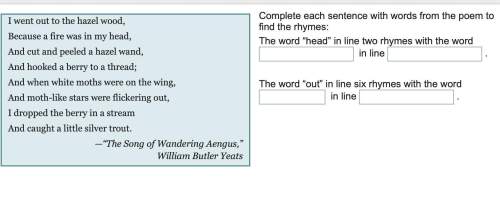 Complete each sentence with words from the poem to find the rhymes:  the word “head” in line t