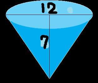 The cone pictured has a surface area of square centimeters. (use 3.14 for π.)