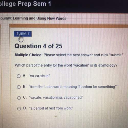 What part of the entry for the word vacation is its etymology ?  a " va-ca-shun "&lt;