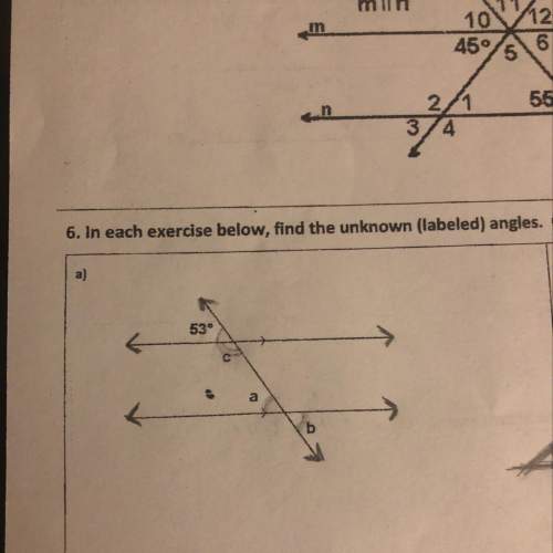 In each exercise, below find the unknown (labeled) angles. give reasons for your solution. istg this