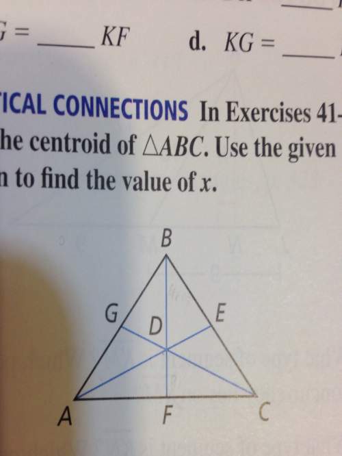 Point d is the centroid of triangle abc use the given information to find x. gd=2x-8 and gc=3x