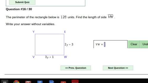 The perimeter of the rectangle below is 128 units. find the length of side vw . write your ans