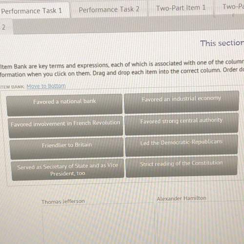 It’s a drag and drop question so i need to know which of these belongs to thomas jefferson and which