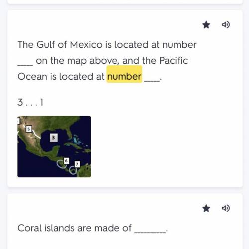 The Gulf of Mexico is located at number __ on the map above and the Pacific Ocean is located at numb