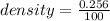 density =  \frac{0.256}{100}  \\
