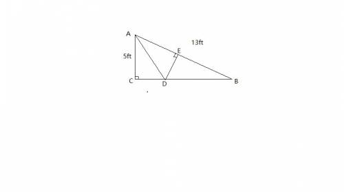 In a right triangle δabc, the length of leg ac = 5 ft and the hypotenuse ab = 13 ft. find:  the leng