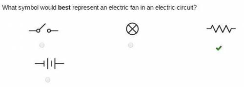 What symbol would best represent an electric fan in an electric circuit?

A short horizontal line th