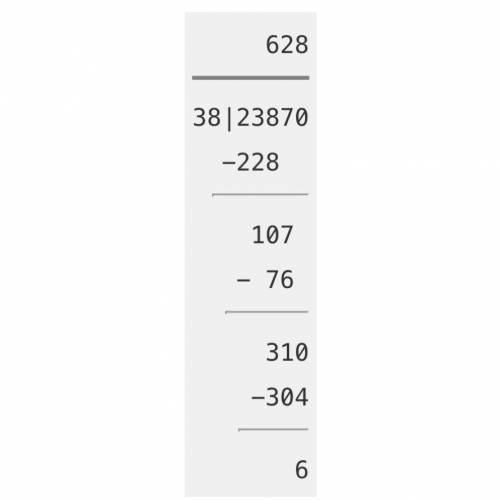 What is the remainder when 23,870 ÷ 38? Please do step by step