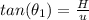 tan (\theta_1 ) = \frac{H}{u}