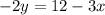 - 2y = 12 - 3x