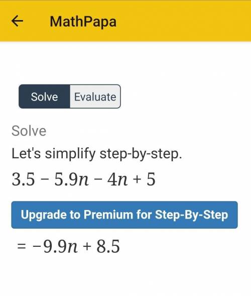 Simplify 3.5-5.9n-4n+5