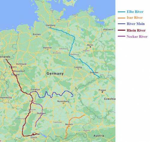 5. Locate the following rivers, and trace their course in blue: Neckar