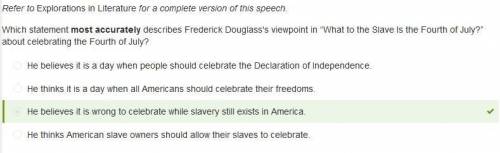 Which statement most accurately describes frederick douglass's viewpoint in “what to the slave is th