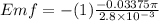 Emf = -(1)\frac{-0.03375\pi}{2.8 \times 10^{-3} }