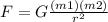 F=G\frac{(m1)(m2)}{r^2}