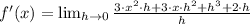 f'(x) =  \lim_{h \to 0} \frac{3\cdot x^{2}\cdot h+3\cdot x\cdot h^{2}+h^{3}+2\cdot h}{h}