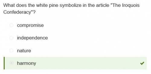 HELP PL

What does the white pine symbolize in the article The Iroquois Confederacy? harmony 
inde