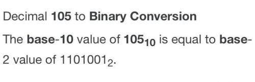 Convert 105 base 10 to binary number