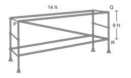 Look at the picture of a scaffold used to support construction workers. the height of the scaffold c