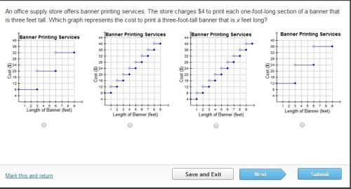 An office supply store offers banner printing services. the store charges $4 to print each one-foot-
