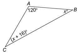 What is the measure of angle b in the triangle?  enter your answer in the bo