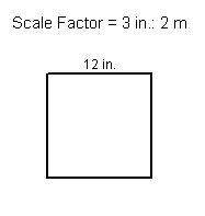 Michel uses the scale drawing and the scale factor to enlarge a square that has a side length of 12