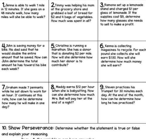 Read each word problem and write an expression that would allow you to solve the problem.