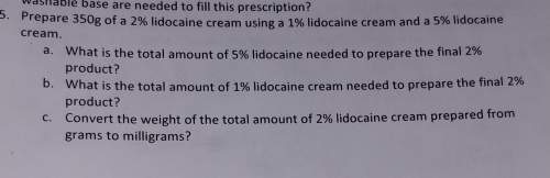 Prepare 350g of a 2% lidocaine cream using a 1% lidocaine cream a 5% lidocaine cream