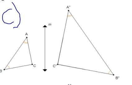 Triangle abc was reflected over line m, then dilated by a scale factor between 0 and 1. which diagra