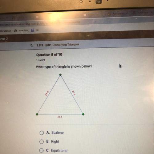 What type of triangle is shown below?  a. scalene b. right c. equilateral