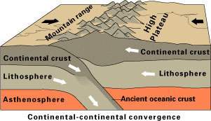 What type of plate action is shown in the diagram?  continental-oceanic collision&lt;