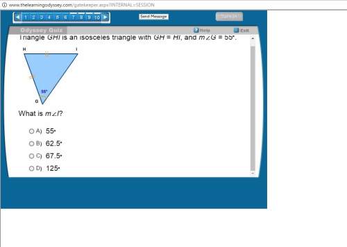 7. triangle ghi is an isosceles triangle with gh = hi, and mg = 55. what is mi? 8.what