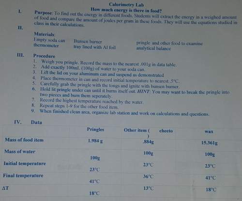 Questions1. which food item gives you the most energy per gram? compare the larger of t