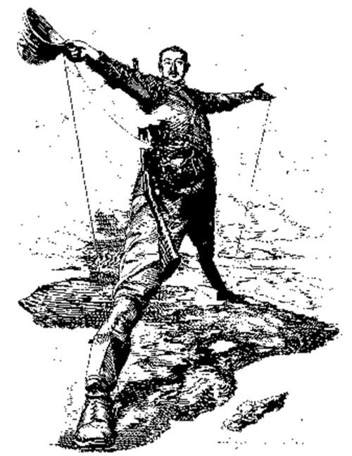 Look at this famous political cartoon of cecil rhodes, standing over africa.