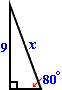 Enter the trigonometric equation (sin, tan, or cos) you would use to find x in the following right t