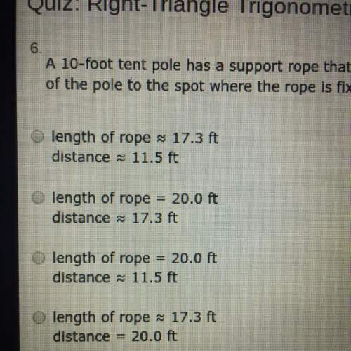 A10-foot tent pole has a support rope that extends from the top of the pole to the ground. the rope