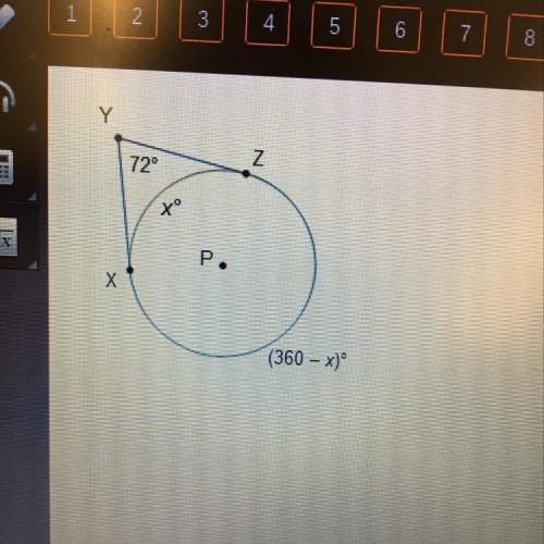 In the diagram of circle p, m xyz is 72°. what is the value of x?  108° 144&lt;