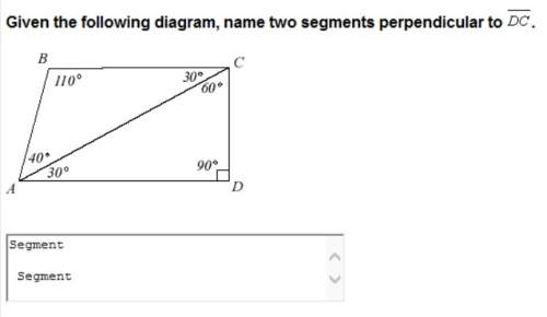 Name two segments perpendicular to segment dc