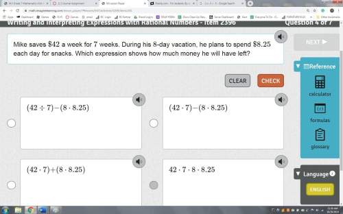 Mike saves $42 a week for 7 weeks. during his 8-day vacation, he plans to spend $8.25 each day for s