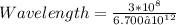 Wavelength = \frac {3 *10^{8}}{6.700 ✕ 10^{12}}