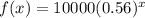 f(x) = 10000(0.56)^{x}